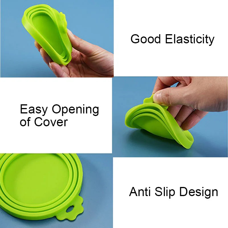 2pcs Reusable Pet Food Can Cover and Spoon Set – Seal Freshness with Ease