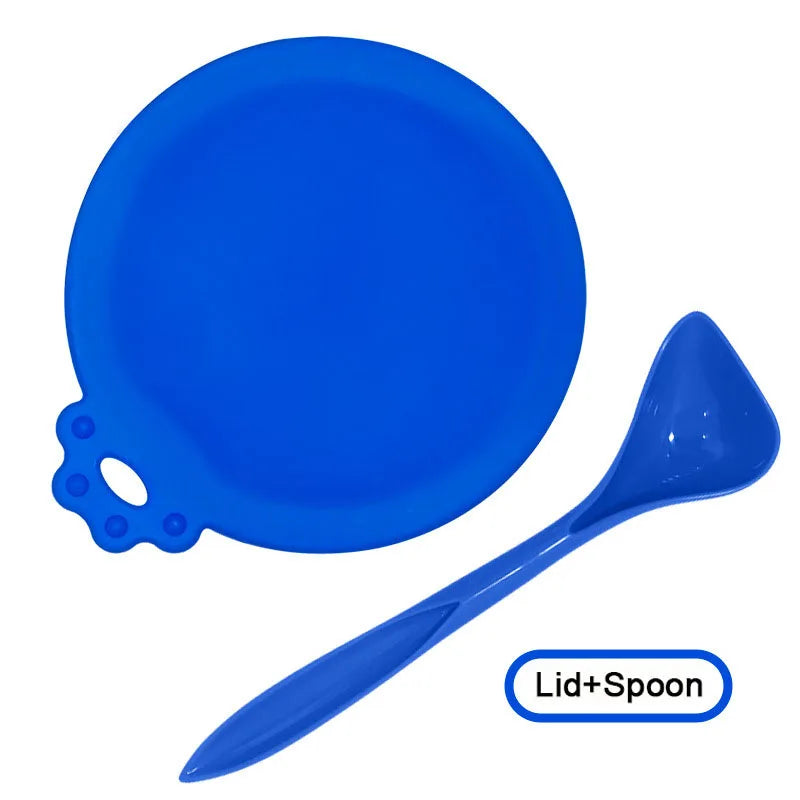 2pcs Reusable Pet Food Can Cover and Spoon Set – Seal Freshness with Ease